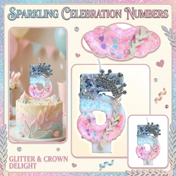 Number Candle, Birthday Candle, 5inTall, Year Old Birthday Decorations, Pastel,