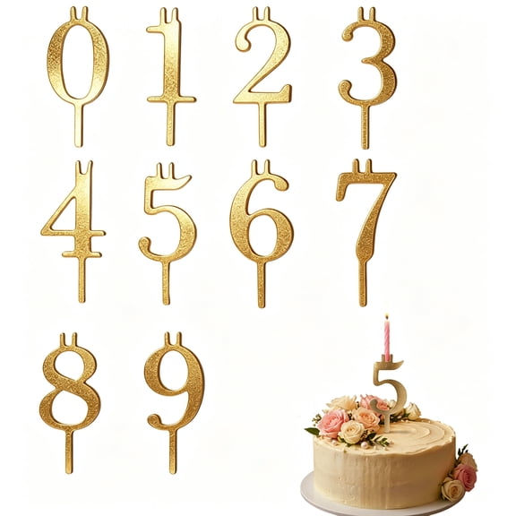 Number Candle Holder Set, 0-9 Numbered Birthdays Cake Candle Holder Set, Adjustable Candles Stand for Family Bakers Party