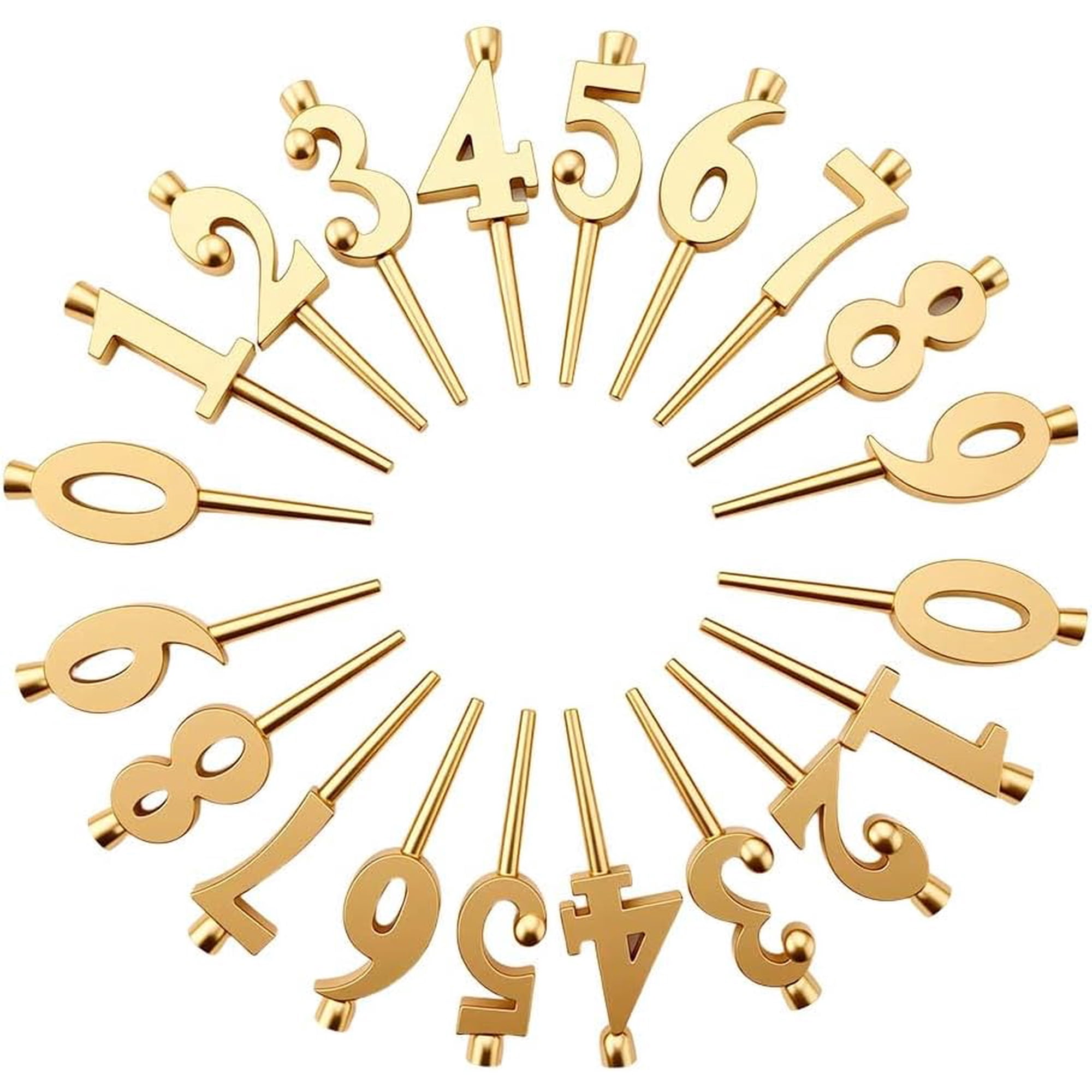 Number Candle Holder Set 0-9, Reusable Metal Birthday Cake Candle Stand for Candles, Silver & Gold Digital Cake Topper Decorations for Birthday Party, Anniversary, Wedding, Baby Shower(Gold 2set)