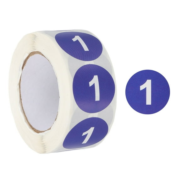 Number Circle Stickers Round Color Coded Self-Adhesive Labels Dark Blue