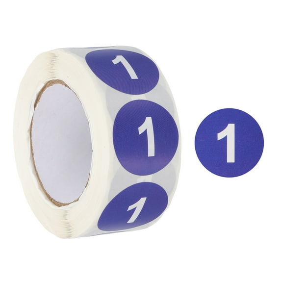 Number Circle Stickers Round Color Coded Self-Adhesive Labels Dark Blue