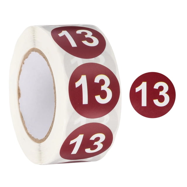 Number Sticker Rouns Number Circle Stickers Round Color Coded Self-Adhesive Labels Dark ...