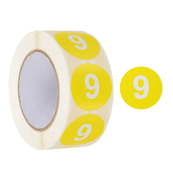Number Circle Stickers Round Color Coded Self-Adhesive Labels Dark Yellow