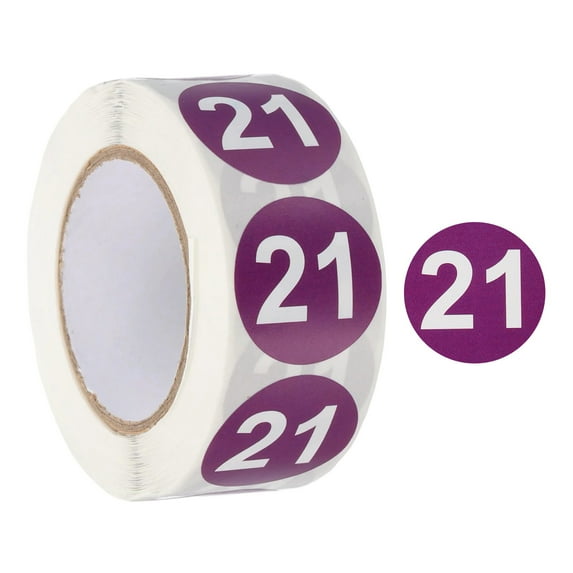 Number Circle Stickers Round Color Coded Self-Adhesive Labels Purple