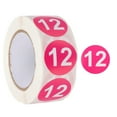 thumbnail image 1 of Number Circle Stickers Round Color Coded Self-Adhesive Labels Rose Red, 1 of 7