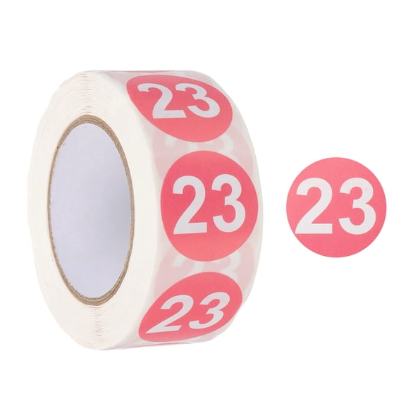Number Circle Stickers Round Color Coded Self-Adhesive Labels Salmon Pink