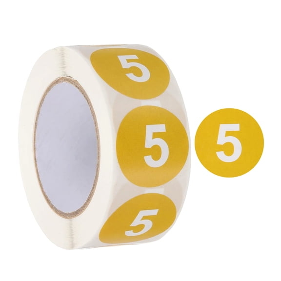 Number Circle Stickers Round Color Coded Self-Adhesive Labels Yellow