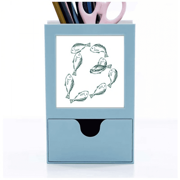 Number Combination Fish Letters Desk Supplies Organizer Pen Holder Card