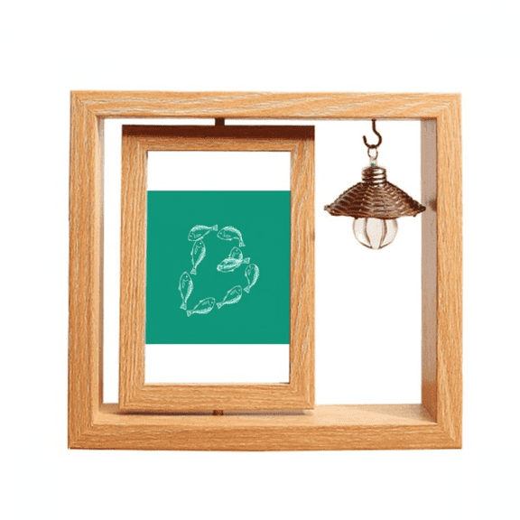 Number Combination Fish Letters Wooden Rotating Picture Photo Frame 4x6