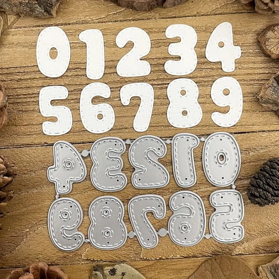 Number Die Cuts for Card Making, Ouginx Numbers Metal Cutting Dies DIY Die Cutters Die Stencils for Scrapbooking, Embossing & More