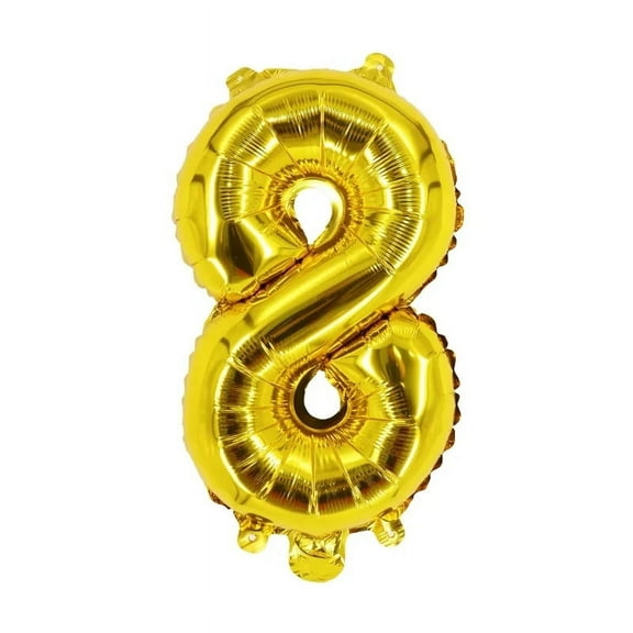 Number Eight Balloon Yellow Gold Number 8 Balloon 32" Foil Mylar Yellow Gold Number Balloon