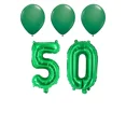 thumbnail image 1 of Number Fifty 50 Green Balloon 32" Foil Mylar Birthday Milestone 3 Green Latex, 1 of 1