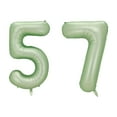 thumbnail image 1 of Number Fifty Seven Balloon Pastel Sage Green Number 57 Balloon 32" Large Party Birthday Balloon, 1 of 3