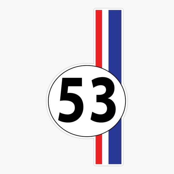 Number Fifty Three Retro Racing Car Sticker