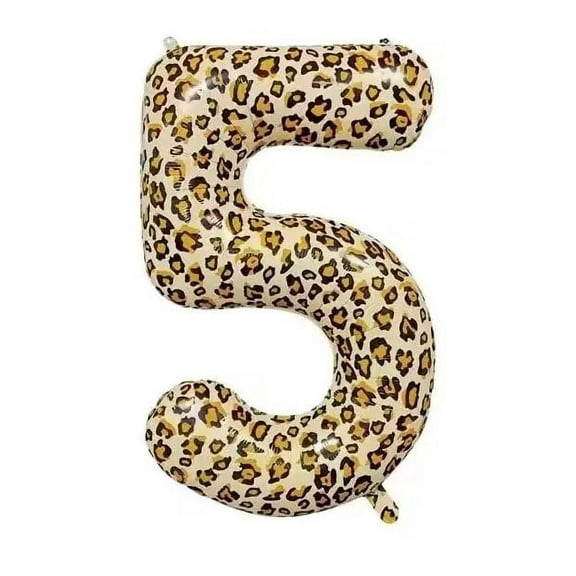Number Five Balloon Leopard Print Number 5 Balloon 32" Large Birthday Balloon