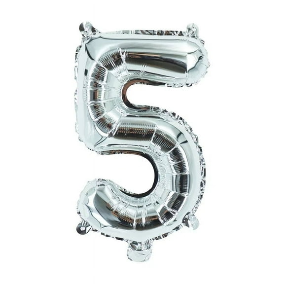 Number Five Balloon Silver Number 5 Balloon 32" Foil Mylar Silver Number Balloon