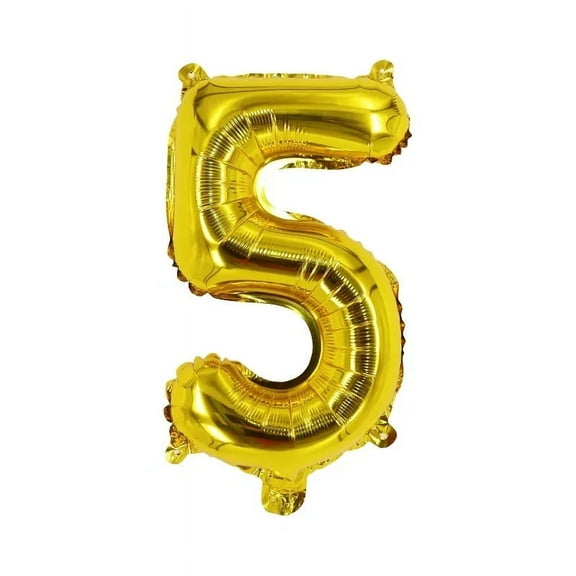 Number Five Balloon Yellow Gold Number 5 Balloon 32" Foil Mylar Yellow Gold Number Balloon