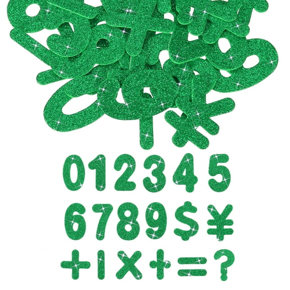 Number Foam Stickers, 144Pcs Numbers 0-9 EVA Self Adhesive Glitters Foam Shape Sticker Craft Supplies for Scrapbook Card DIY Making Home Decor, Green