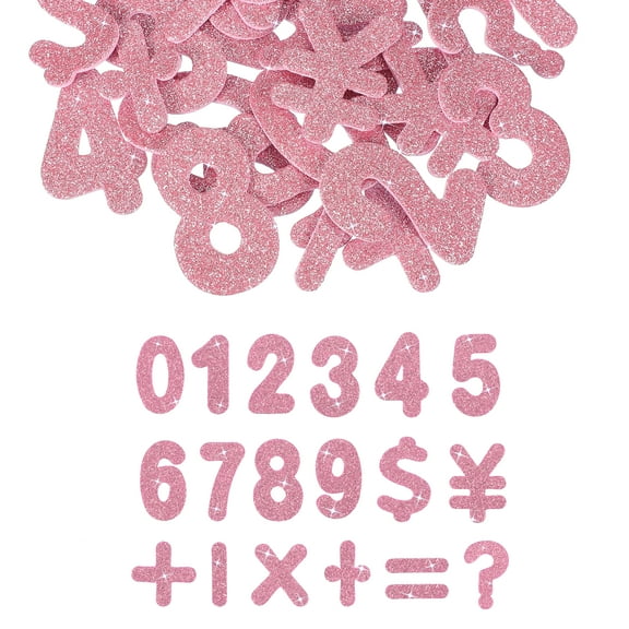 Number Foam Stickers, 72Pcs Numbers 0-9 EVA Self Adhesive Glitters Foam Shape Sticker Craft Supplies for Scrapbook Card DIY Making Home Decor, Pink