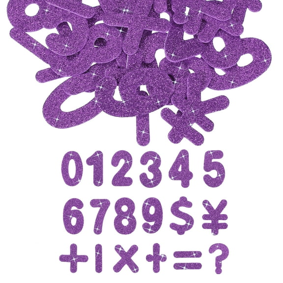 Number Foam Stickers, 72Pcs Numbers 0-9 EVA Self Adhesive Glitters Foam Shape Sticker Craft Supplies for Scrapbook Card DIY Making Home Decor, Purple