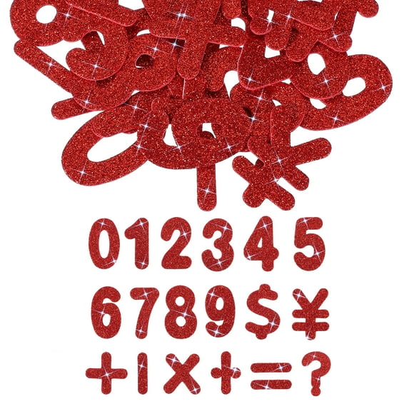 Number Foam Stickers, 72Pcs Numbers 0-9 EVA Self Adhesive Glitters Foam Shape Sticker Craft Supplies for Scrapbook Card DIY Making Home Decor, Red