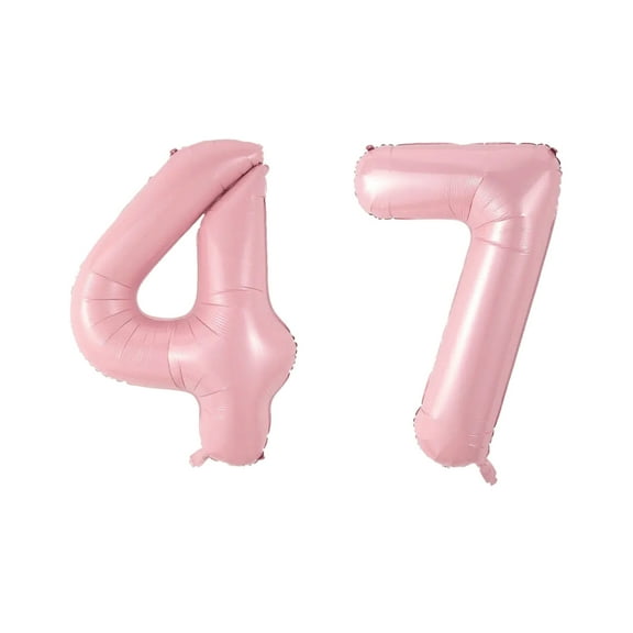 Number Forty Seven Balloon Soft Pastel Pink Number 47 Balloon 32" Large Festive Decoration
