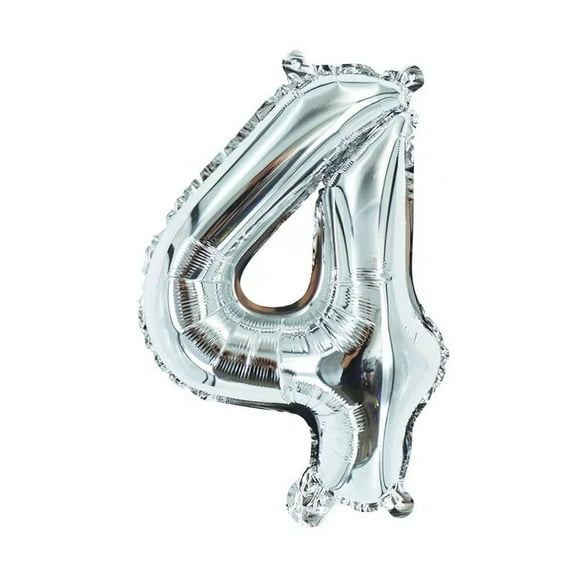 Number Four Balloon Silver Number 4 Balloon 32" Foil Mylar Silver Number Balloon