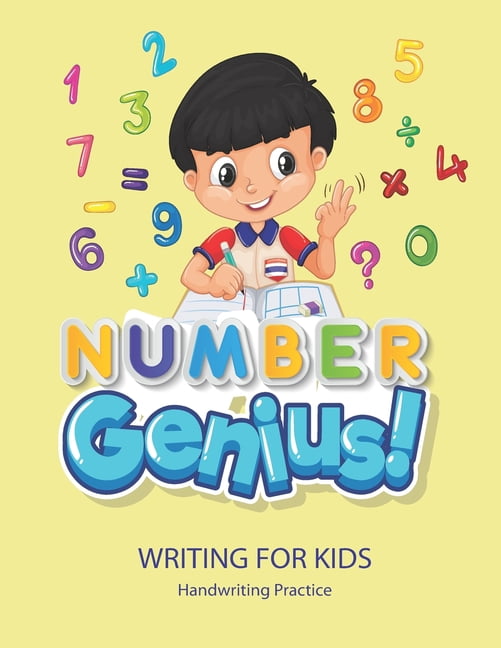 Number Genius: Handwriting Practice Book For Kids Writing Page and Coloring Book: Numbers 1-10: For Preschool, Kindergarten, and Kids Ages 3+:8.5x11: 50 pages: Full colour interior: Gray Cover (Paperb