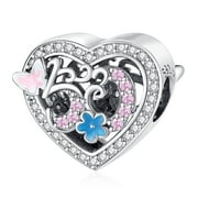 ROSIANNA Number Heart Charms for Charm Bracelets & Necklaces 925 Sterling Silver Heart Bead Charms Women Gift Holiday Gifts