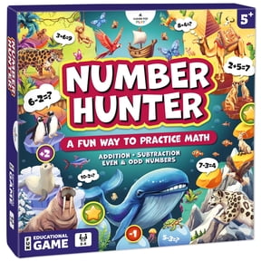 Number Hunter Math Board Game Addition & Subtraction Adventure for Kids Ages 4-8 Fun Educational STEM Game for Kindergarten, 1st-3rd Grade, Homeschool & Family Game Night