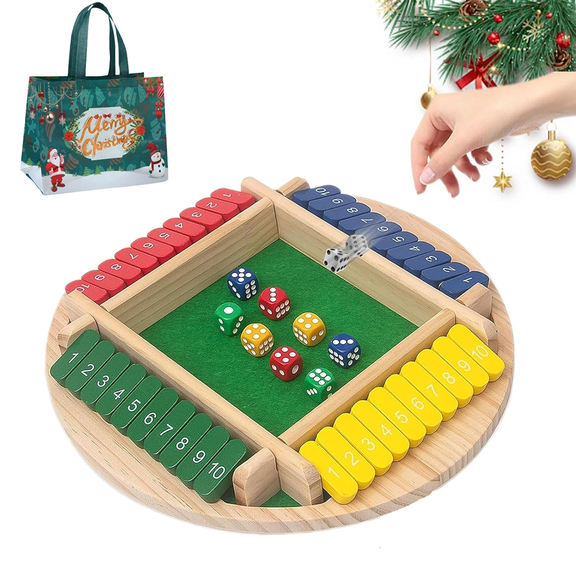 Number Knockdown Game, Shut the Box-Wooden Dice Board Game, 2-8 Player Shut the Box Wooden Dice Board Games, Classic Tabletop Version Family Games for Classroom, Home, Party (4PlayerC)