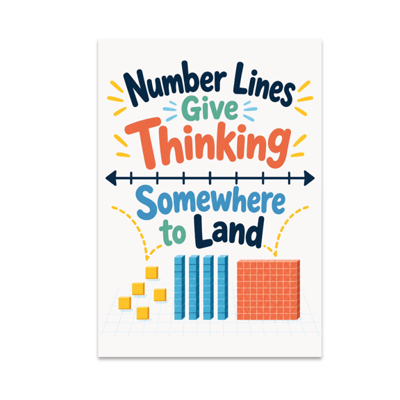 Number Lines Give Thinking Somewhere to Land - Elementary Math Teacher - 13x19 Poster Print