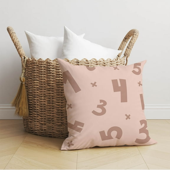 Number Match Pink Throw Pillow