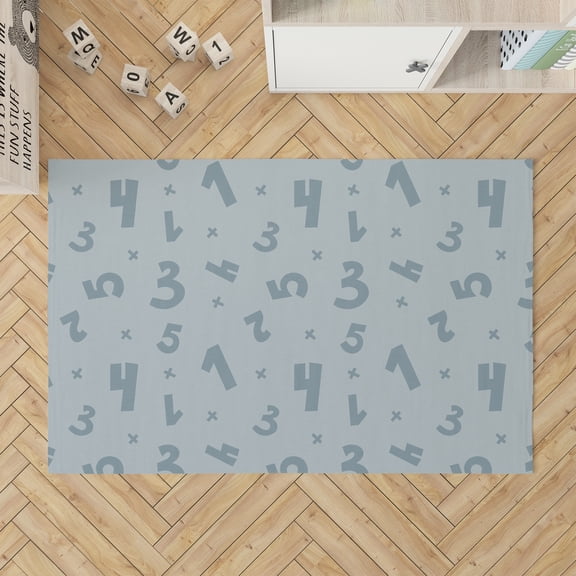 Number Match Slate Blue Kids Play Mat