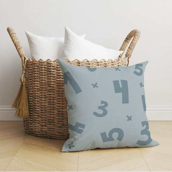 Number Match Slate Blue Throw Pillow
