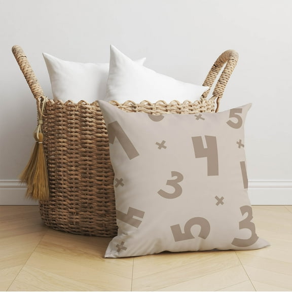 Number Match Taupe Throw Pillow