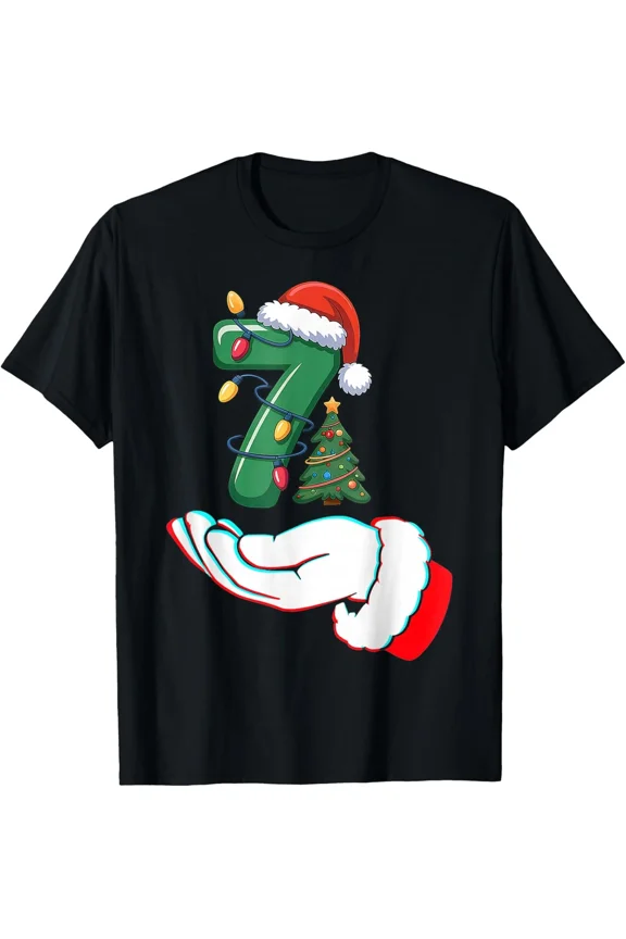 Number Meme Couple Pajamas Christmas Matching Seven T-Shirt, for Men & Women, up to Size 5XL