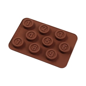 Number Molds 3D Silicone 0-9, Fondant Chocolate Baking Molds for Birthday Cake Decorating, 9 Cavity Button Number Silicone Molds for Candy Chocolate DIY Craft Projects