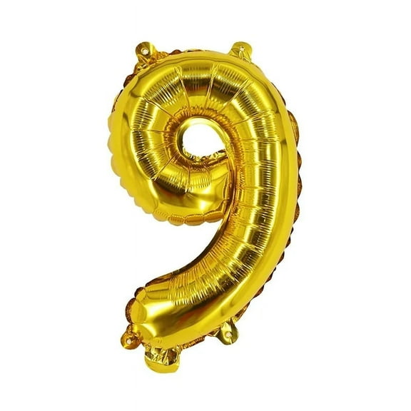 Number Nine Balloon Yellow Gold Number 9 Balloon 32" Foil Mylar Yellow Gold Number Balloon
