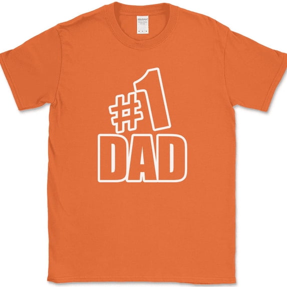 Number One #1 Dad T-Shirt Funny Fathers Day Humor Novelty Gift Tee - Orange, 5XL