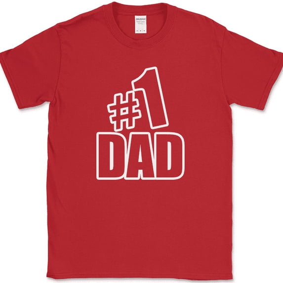 Number One #1 Dad T-Shirt Funny Fathers Day Humor Novelty Gift Tee - Red, 4XL