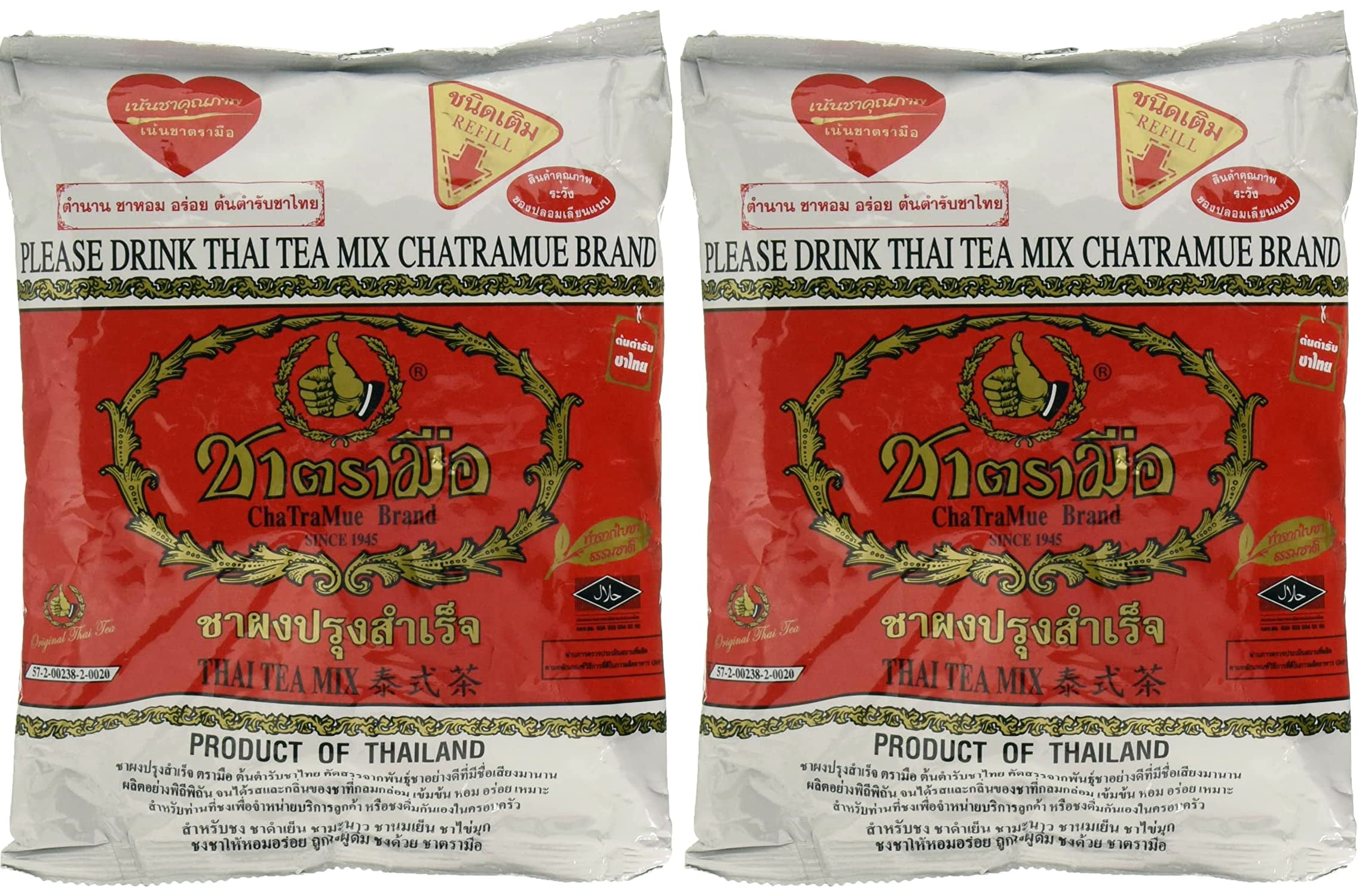 Number One Chatramue Number-One ChaTraMue Original Thai Iced Tea Mix 400g Bag, Pack of 2 ...