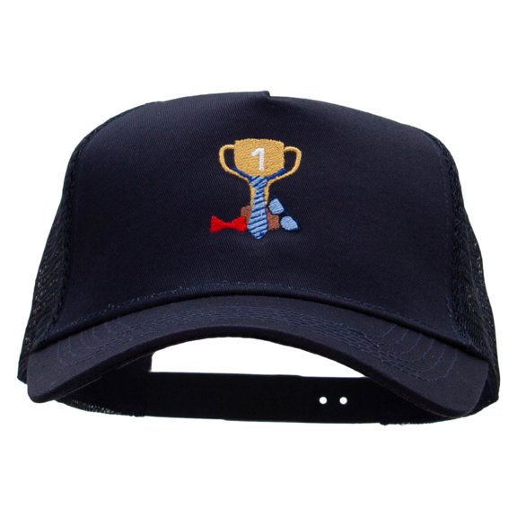 Number One Dad Five Panels Pro Style Trucker Mesh Cap - Navy OSFM