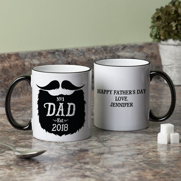 Number One Dad Personalized Beard Coffee Mug