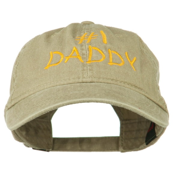 Number One Daddy Embroidered Washed Cotton Cap - Khaki OSFM