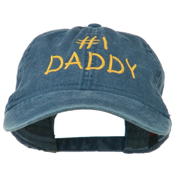 Number One Daddy Embroidered Washed Cotton Cap - Navy OSFM