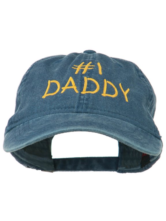 Number One Daddy Embroidered Washed Cotton Cap - Navy OSFM