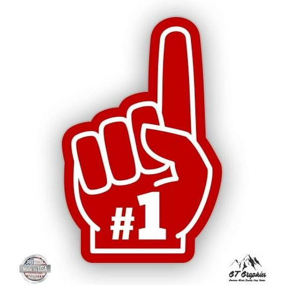 Number One Fan Pointer - 3" Vinyl Sticker - For Car Laptop I-Pad Phone Helmet Hard Hat - Waterproof Decal