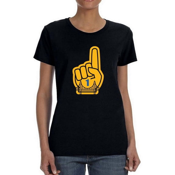 Number One Finger Glove Women Black T-Shirt, Female Medium