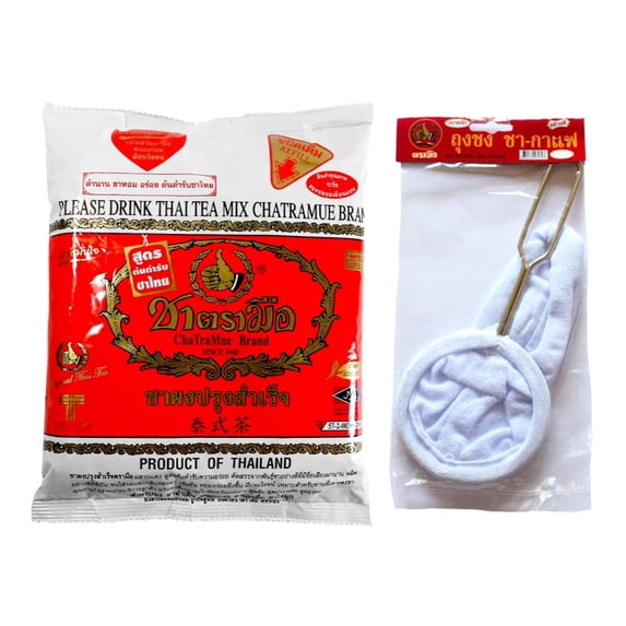ChaTraMue Thai Tea Mix, Personal Size Cloth Strainer, 2-Piece Set for ...